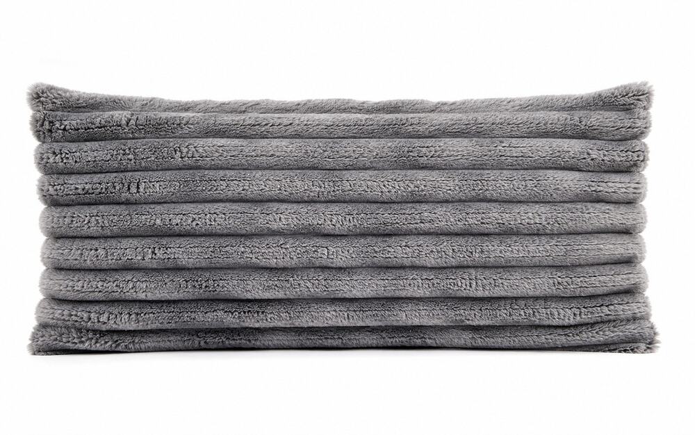FRYE Gray Faux Fur King Pillow Sham Plush Ribbed 20x40 Luxury Bedding